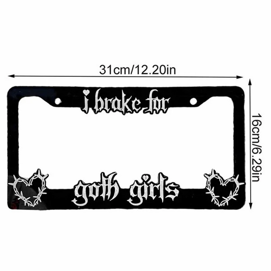 AEA9-Black License Plate Frame Decorative License Brake For Goth Girls Auto Plate Frame Portable For Car Lover Easy To Use