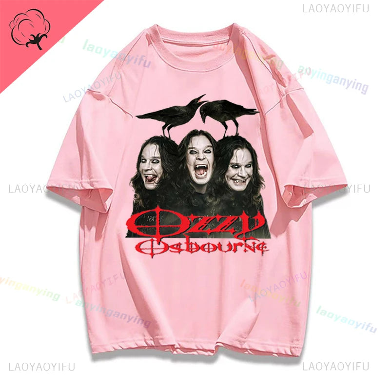 Funny Rock Band-Ozzy-Osbourne- T Shirt Hip Hop Streetwear Casual Graphic Printed Cotton Tee Short-sleeve Men Women Harajuku Tees