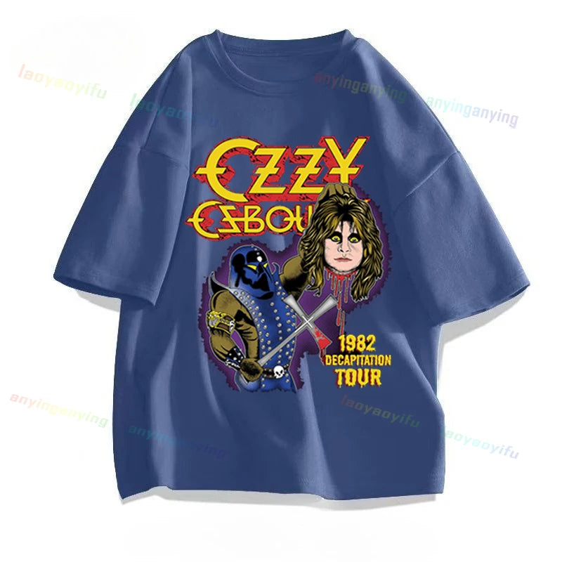 Funny Rock Band-Ozzy-Osbourne- T Shirt Hip Hop Streetwear Casual Graphic Printed Cotton Tee Short-sleeve Men Women Harajuku Tees