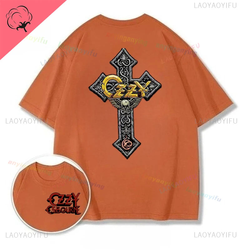 Funny Rock Band-Ozzy-Osbourne- T Shirt Hip Hop Streetwear Casual Graphic Printed Cotton Tee Short-sleeve Men Women Harajuku Tees