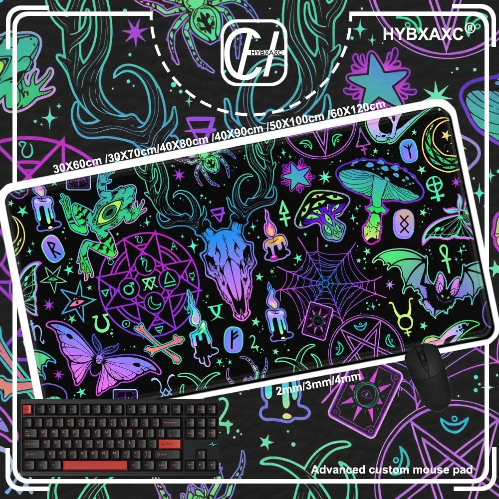 Cute Kawaii Goth Mouse pad XL Pastel Witch Desk Mat Large Gaming Deskmat Purple Magic Mushroom Forager/Hunter Witchy Mousepad