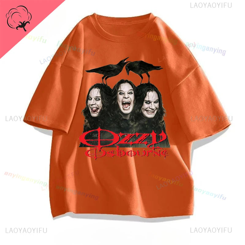 Funny Rock Band-Ozzy-Osbourne- T Shirt Hip Hop Streetwear Casual Graphic Printed Cotton Tee Short-sleeve Men Women Harajuku Tees