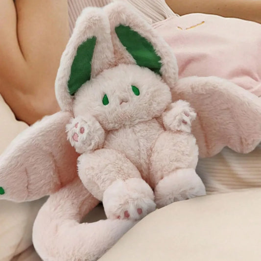 1pc Gothic Bat-Bunny Plush Toy 13.8", Soft Bat Rabbit Pillow, Cute Stuffed Animal Gift for Birthday Christmas
