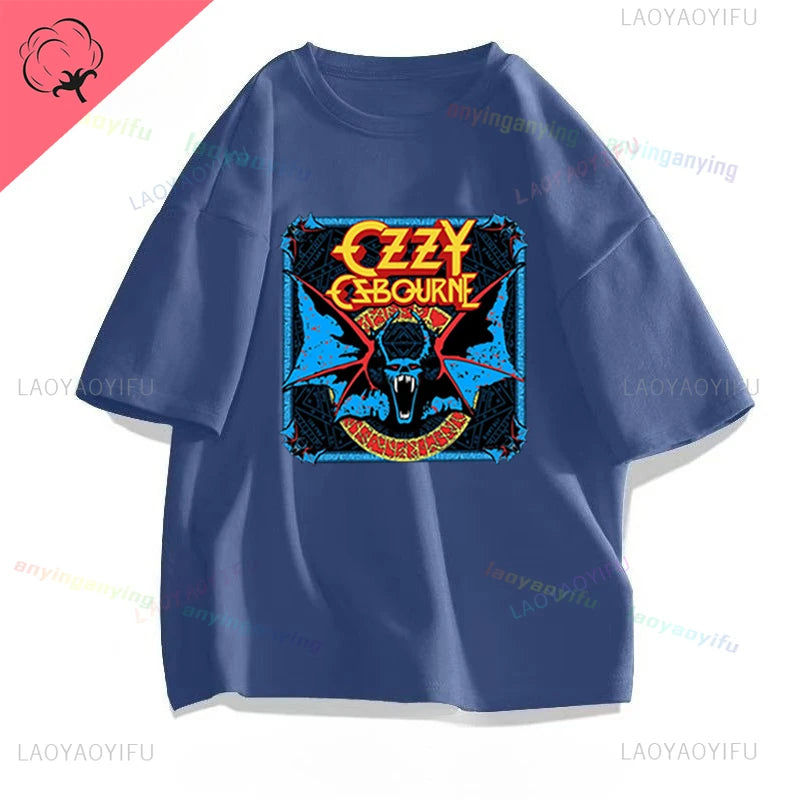 Funny Rock Band-Ozzy-Osbourne- T Shirt Hip Hop Streetwear Casual Graphic Printed Cotton Tee Short-sleeve Men Women Harajuku Tees