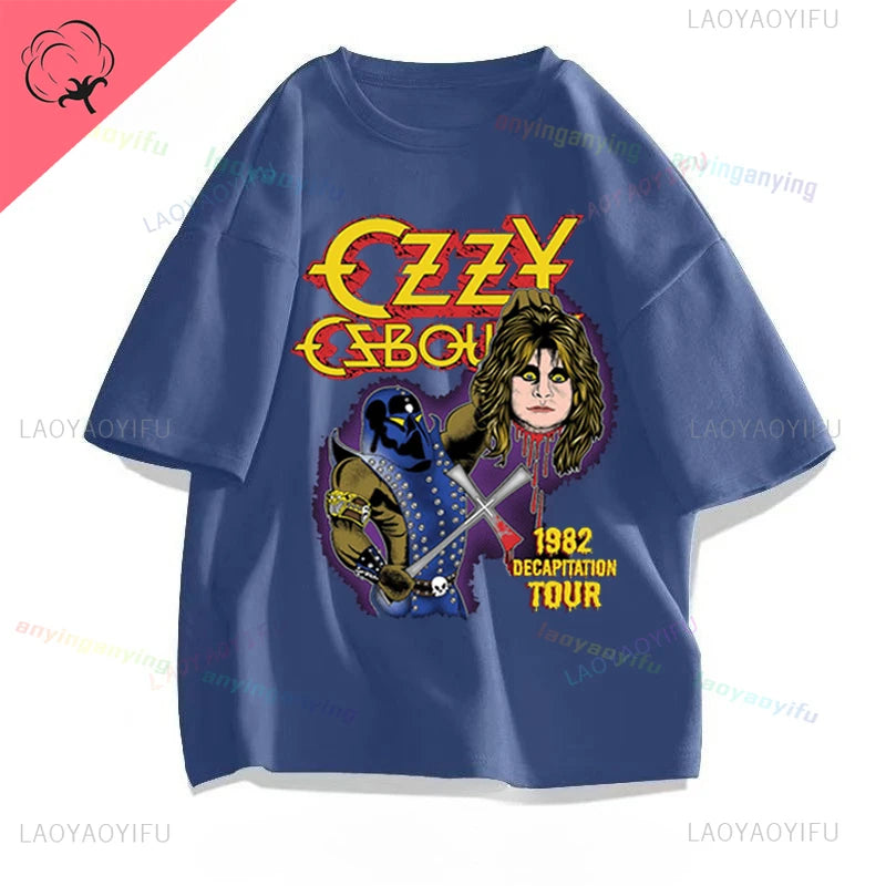 Funny Rock Band-Ozzy-Osbourne- T Shirt Hip Hop Streetwear Casual Graphic Printed Cotton Tee Short-sleeve Men Women Harajuku Tees