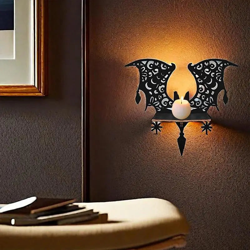 Bat Wall Shelf Black Bat Floating Shelves Wooden Goth Shelf Wall Mounted Storage Shelves Practical Wall Display For Study