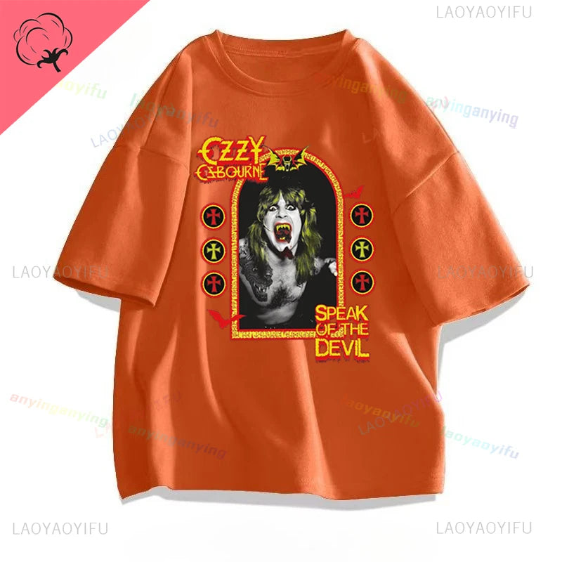 Funny Rock Band-Ozzy-Osbourne- T Shirt Hip Hop Streetwear Casual Graphic Printed Cotton Tee Short-sleeve Men Women Harajuku Tees