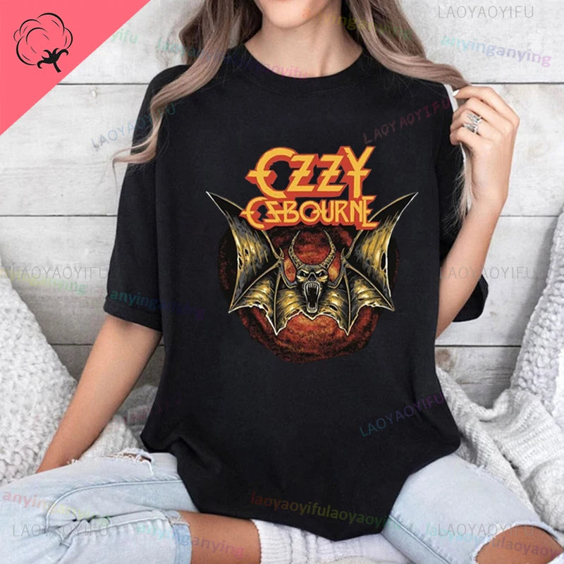 Funny Rock Band-Ozzy-Osbourne- T Shirt Hip Hop Streetwear Casual Graphic Printed Cotton Tee Short-sleeve Men Women Harajuku Tees