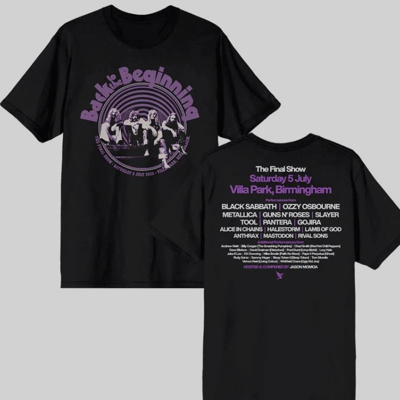 Black Sabbath and Ozzy Osbourne Back To The Beginning Merch Event Tee with Lineup Two Sided T-Shirt Ins Y2k New Brand New Style