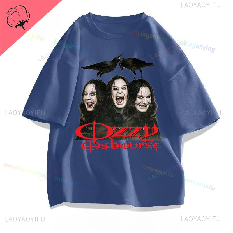 Funny Rock Band-Ozzy-Osbourne- T Shirt Hip Hop Streetwear Casual Graphic Printed Cotton Tee Short-sleeve Men Women Harajuku Tees