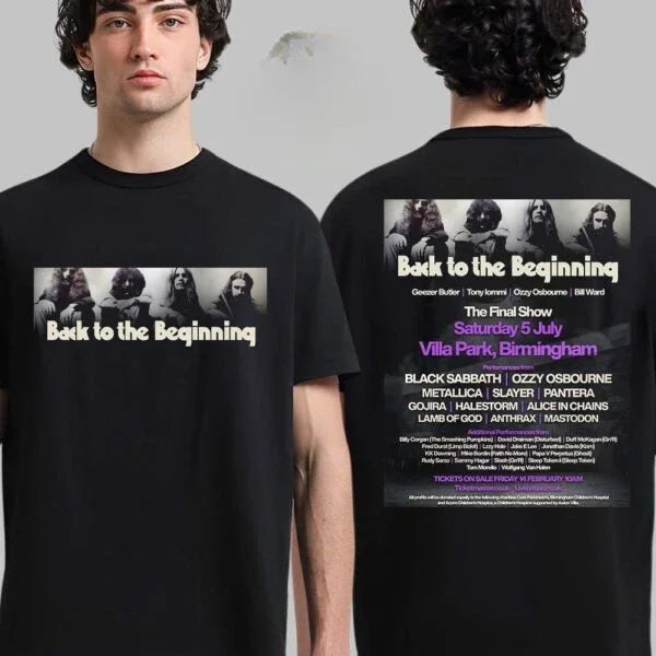 Black Sabbath and Ozzy Osbourne Back To The Beginning Merch Event Tee with Lineup Two Sided T-Shirt Ins Y2k New Brand New Style