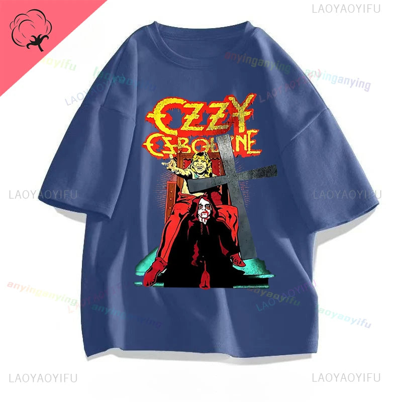 Funny Rock Band-Ozzy-Osbourne- T Shirt Hip Hop Streetwear Casual Graphic Printed Cotton Tee Short-sleeve Men Women Harajuku Tees