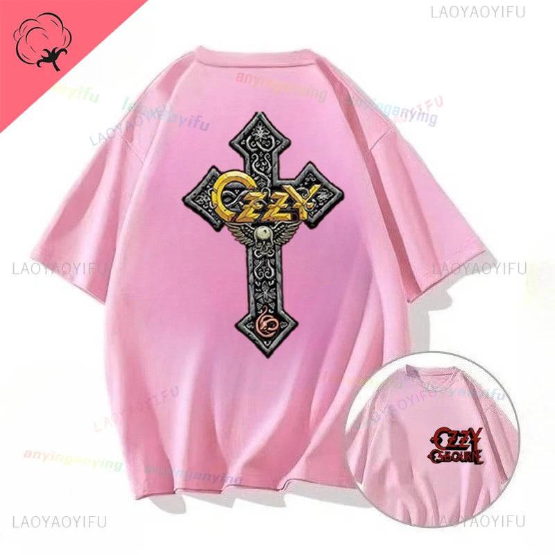 Funny Rock Band-Ozzy-Osbourne- T Shirt Hip Hop Streetwear Casual Graphic Printed Cotton Tee Short-sleeve Men Women Harajuku Tees
