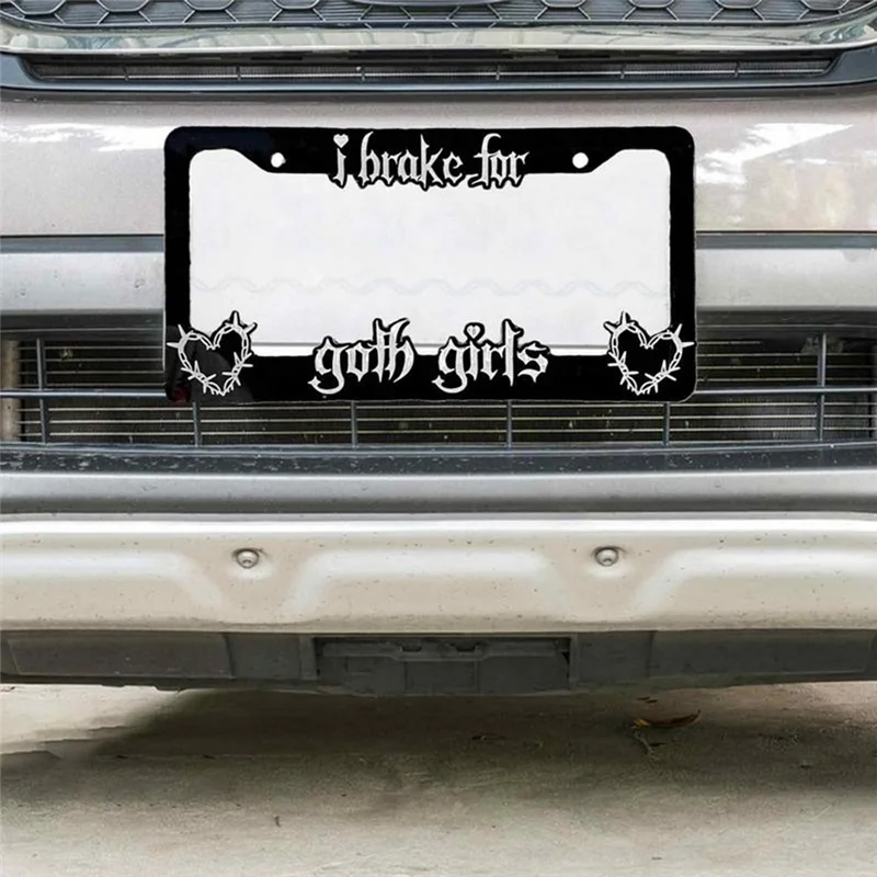 AEA9-Black License Plate Frame Decorative License Brake For Goth Girls Auto Plate Frame Portable For Car Lover Easy To Use
