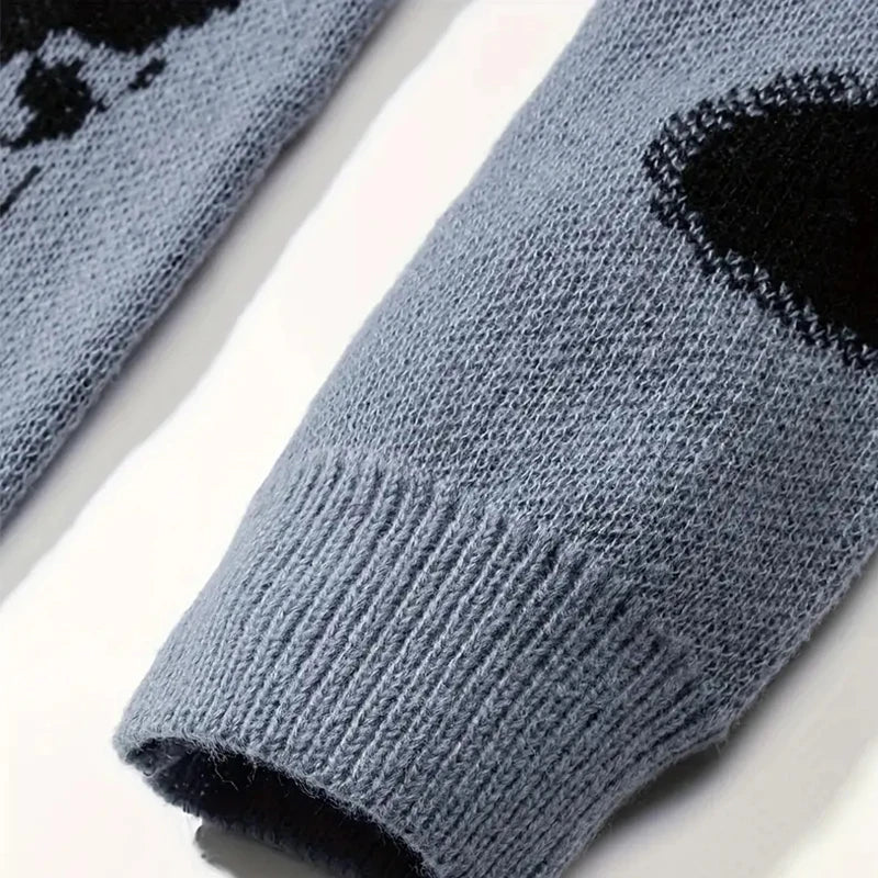 Women's Skull Sweater Long Sleeve Pullover Tops Knitted RoundNeck Fashion Sweater Female Autumn Gray Female Clothing Sweaters