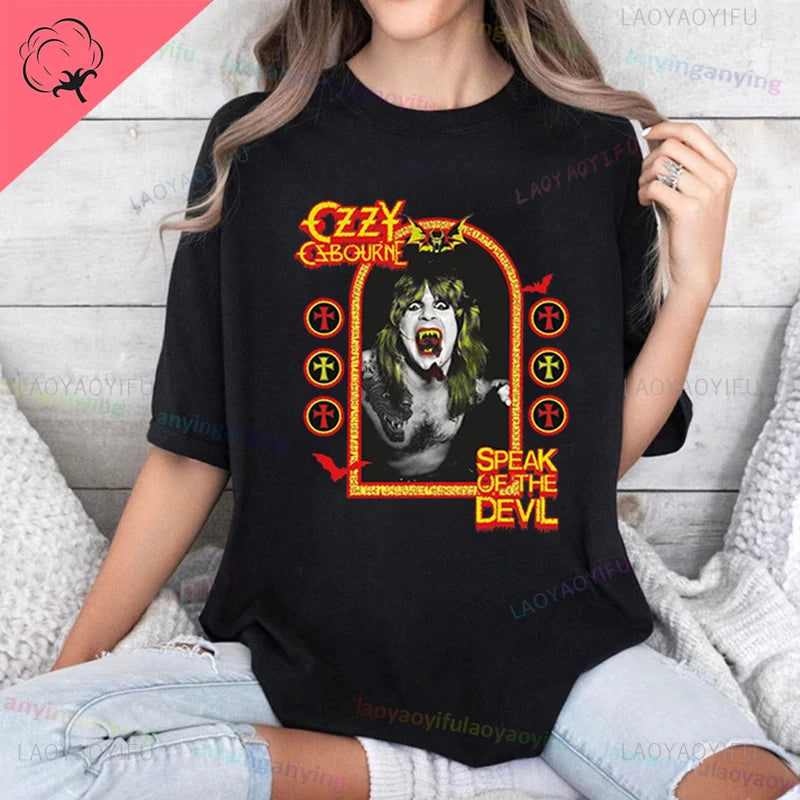 Funny Rock Band-Ozzy-Osbourne- T Shirt Hip Hop Streetwear Casual Graphic Printed Cotton Tee Short-sleeve Men Women Harajuku Tees