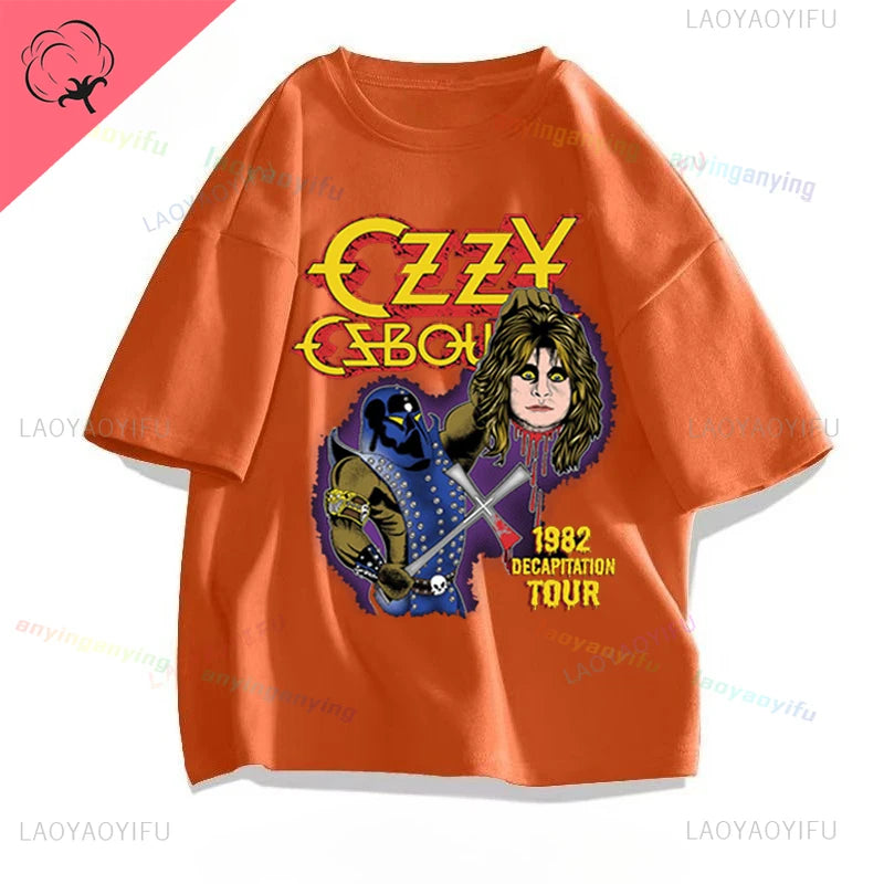 Funny Rock Band-Ozzy-Osbourne- T Shirt Hip Hop Streetwear Casual Graphic Printed Cotton Tee Short-sleeve Men Women Harajuku Tees