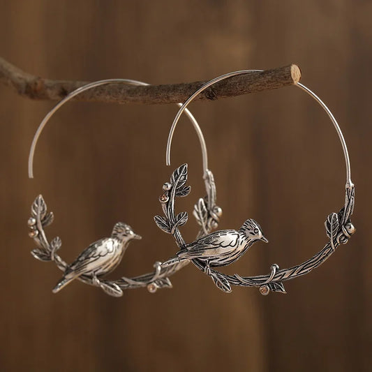Punk Crow Animal Hoop Earrings for Men and Women Fashion Hip Hop Biker Metal Earrings Vintage Fashion Rock Jewelry