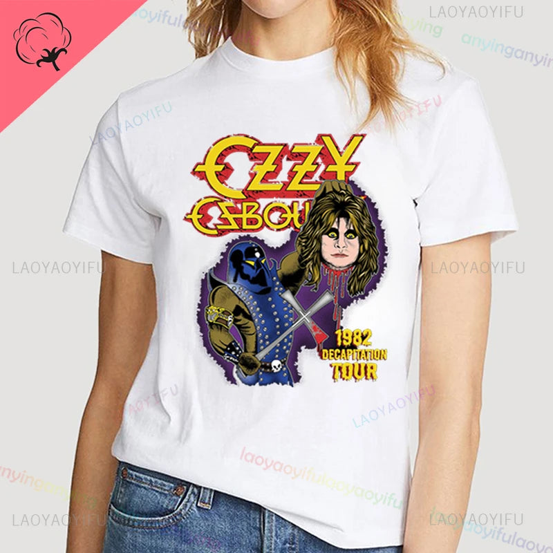 Funny Rock Band-Ozzy-Osbourne- T Shirt Hip Hop Streetwear Casual Graphic Printed Cotton Tee Short-sleeve Men Women Harajuku Tees