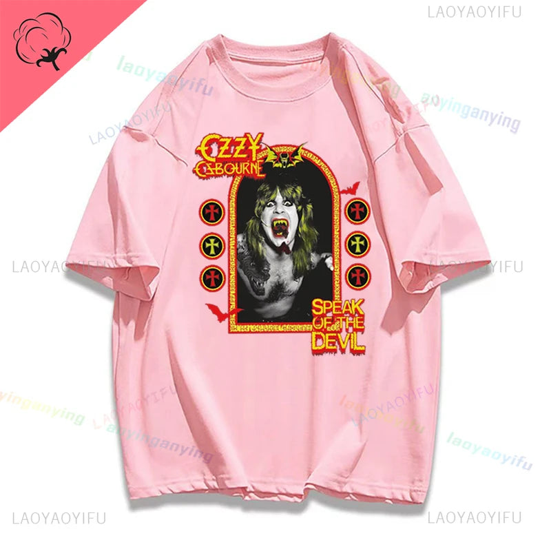 Funny Rock Band-Ozzy-Osbourne- T Shirt Hip Hop Streetwear Casual Graphic Printed Cotton Tee Short-sleeve Men Women Harajuku Tees