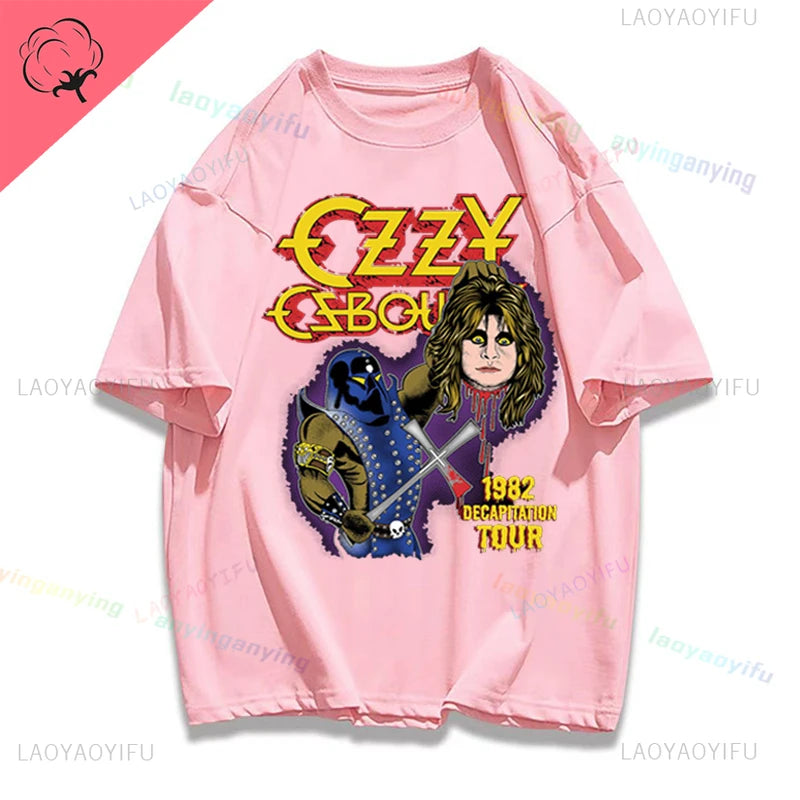Funny Rock Band-Ozzy-Osbourne- T Shirt Hip Hop Streetwear Casual Graphic Printed Cotton Tee Short-sleeve Men Women Harajuku Tees