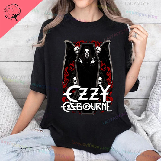 Funny Rock Band-Ozzy-Osbourne- T Shirt Hip Hop Streetwear Casual Graphic Printed Cotton Tee Short-sleeve Men Women Harajuku Tees