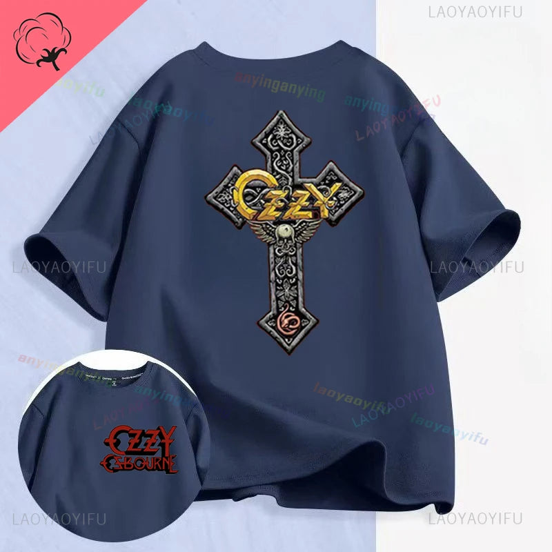 Funny Rock Band-Ozzy-Osbourne- T Shirt Hip Hop Streetwear Casual Graphic Printed Cotton Tee Short-sleeve Men Women Harajuku Tees