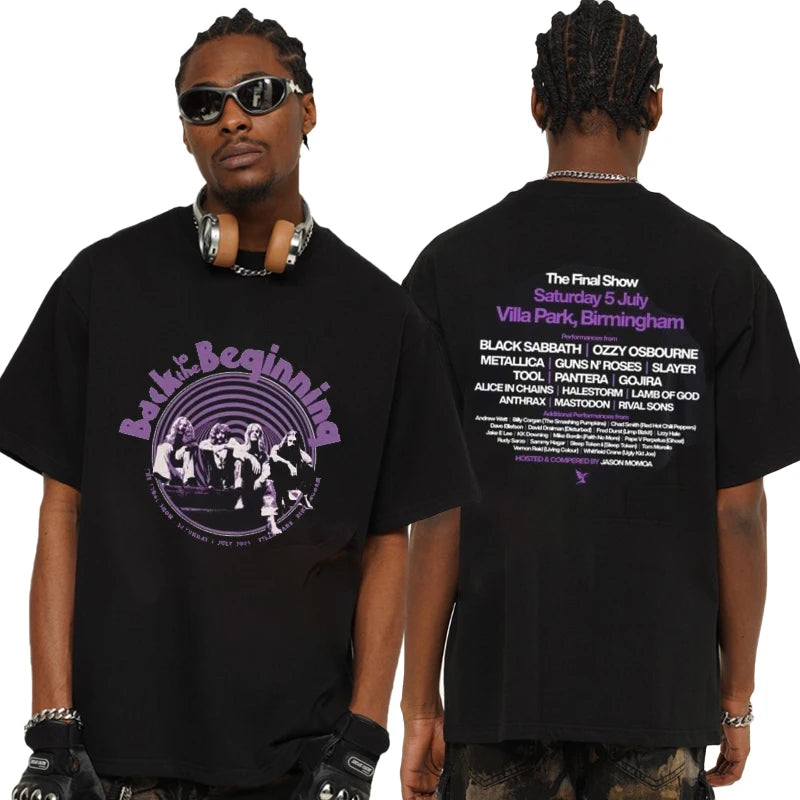 Black Sabbath and Ozzy Osbourne Back To The Beginning Merch Event Tee with Lineup Two Sided T-Shirt Ins Y2k New Brand New Style