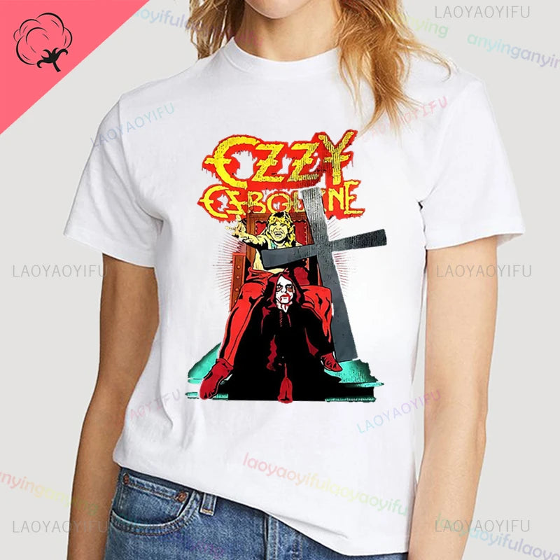 Funny Rock Band-Ozzy-Osbourne- T Shirt Hip Hop Streetwear Casual Graphic Printed Cotton Tee Short-sleeve Men Women Harajuku Tees