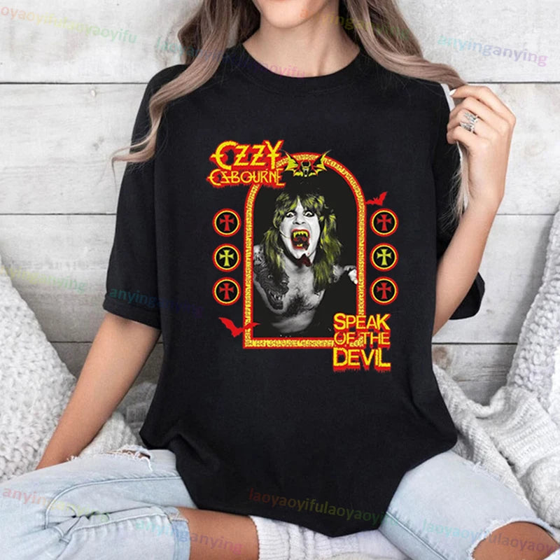 Funny Rock Band-Ozzy-Osbourne- T Shirt Hip Hop Streetwear Casual Graphic Printed Cotton Tee Short-sleeve Men Women Harajuku Tees