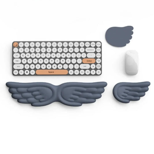 New Angel Wing Mouse Wrist Rest Set Memory Foam Non-Skid Mouse Pad Ergonomic Wrist Support Soft Keyboard Palm Rest Pain Relief