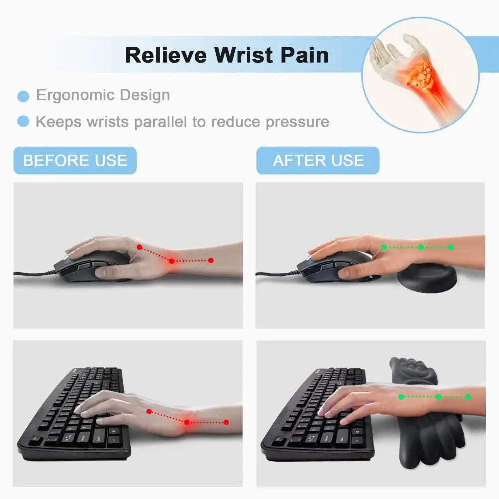 New Angel Wing Mouse Wrist Rest Set Memory Foam Non-Skid Mouse Pad Ergonomic Wrist Support Soft Keyboard Palm Rest Pain Relief