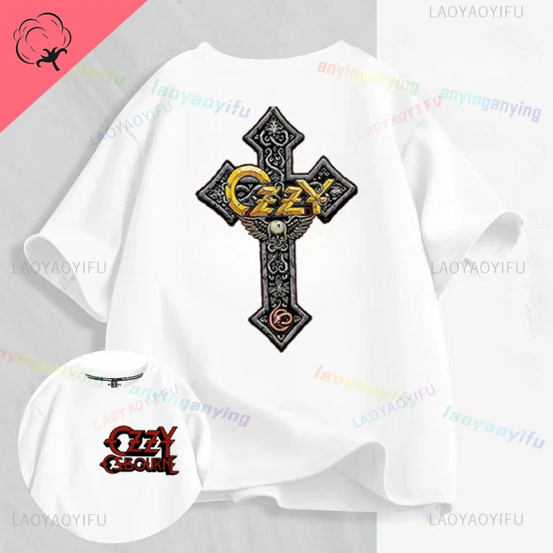 Funny Rock Band-Ozzy-Osbourne- T Shirt Hip Hop Streetwear Casual Graphic Printed Cotton Tee Short-sleeve Men Women Harajuku Tees