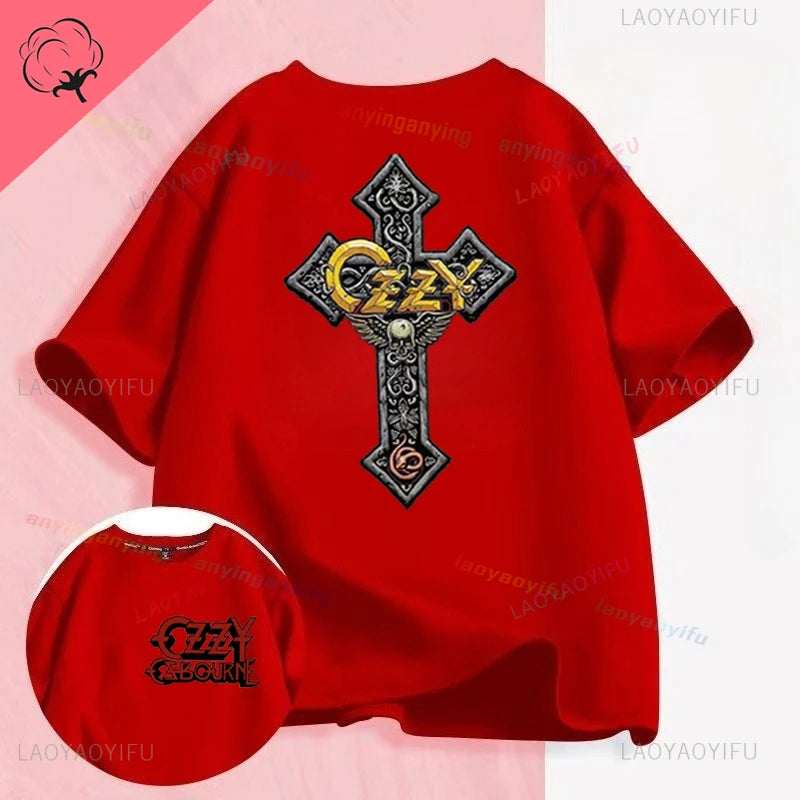 Funny Rock Band-Ozzy-Osbourne- T Shirt Hip Hop Streetwear Casual Graphic Printed Cotton Tee Short-sleeve Men Women Harajuku Tees