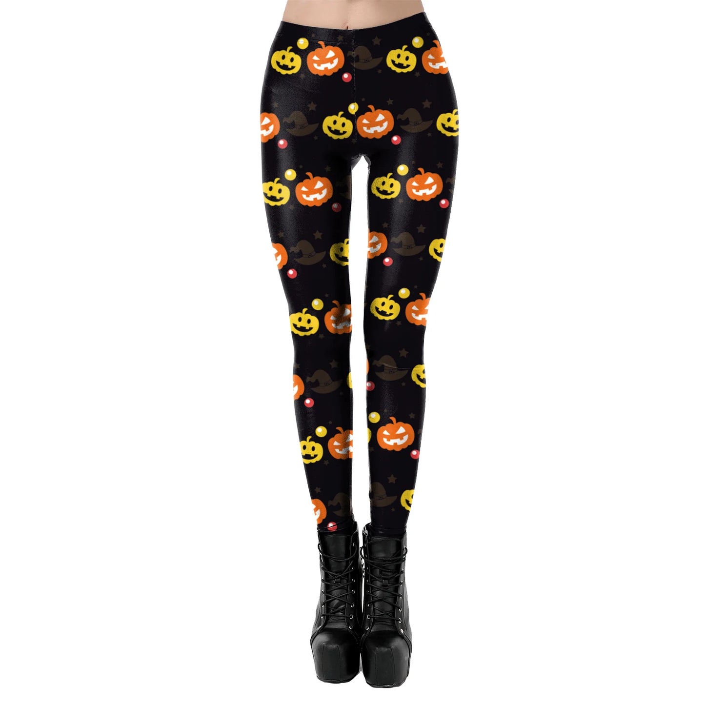 [You're MySecret] Sexy Sanding Women Cropped Pants High Waist Elastic Leggings Ouija Cat Cartoon Leggin Black White Bats Trouser