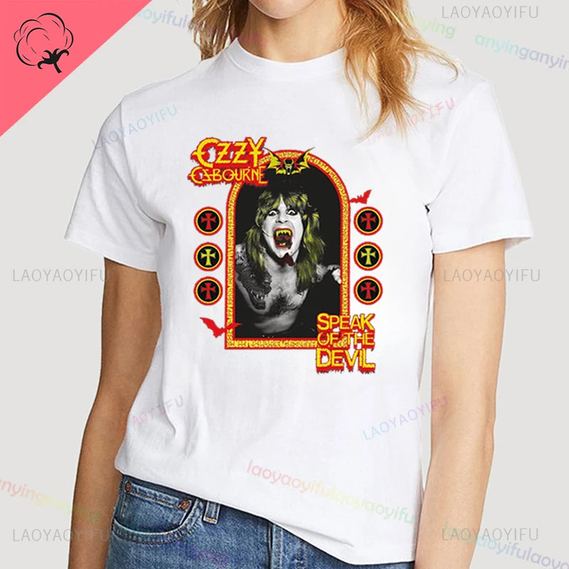 Funny Rock Band-Ozzy-Osbourne- T Shirt Hip Hop Streetwear Casual Graphic Printed Cotton Tee Short-sleeve Men Women Harajuku Tees