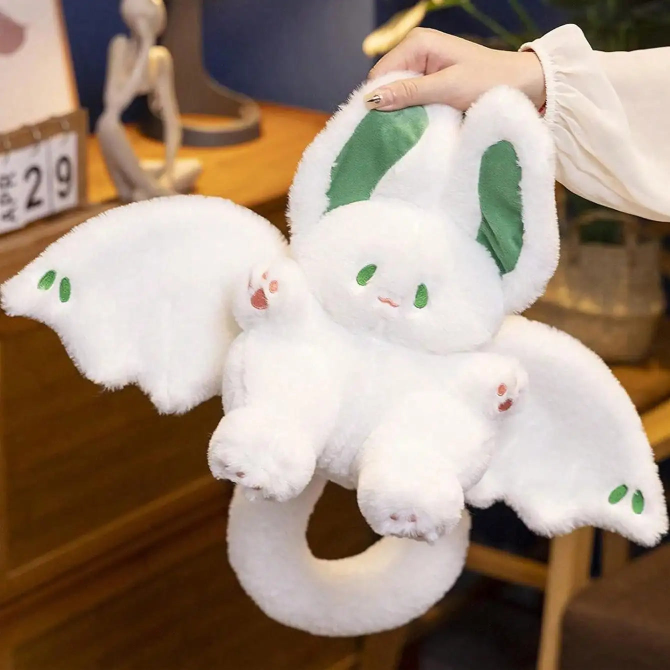 1pc Gothic Bat-Bunny Plush Toy 13.8", Soft Bat Rabbit Pillow, Cute Stuffed Animal Gift for Birthday Christmas