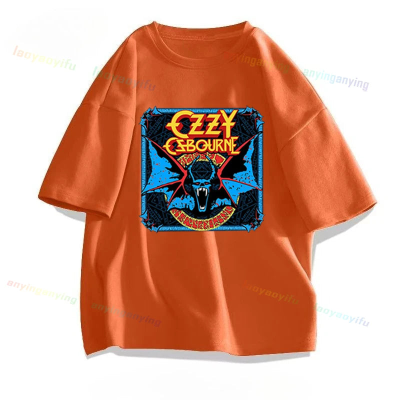 Funny Rock Band-Ozzy-Osbourne- T Shirt Hip Hop Streetwear Casual Graphic Printed Cotton Tee Short-sleeve Men Women Harajuku Tees