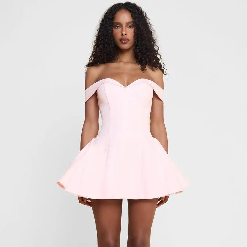 One Shoulder Bodycon Mini Dress Women Sexy Backless Tube Dress With High Waist For Party Club Night Out Black White