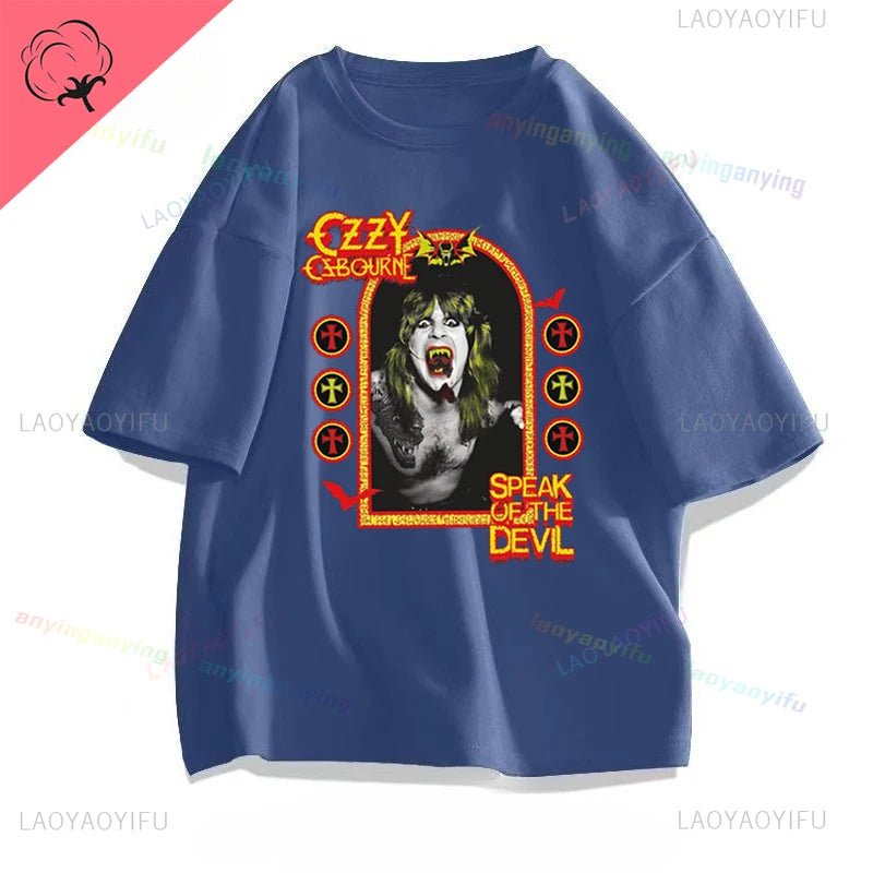Funny Rock Band-Ozzy-Osbourne- T Shirt Hip Hop Streetwear Casual Graphic Printed Cotton Tee Short-sleeve Men Women Harajuku Tees