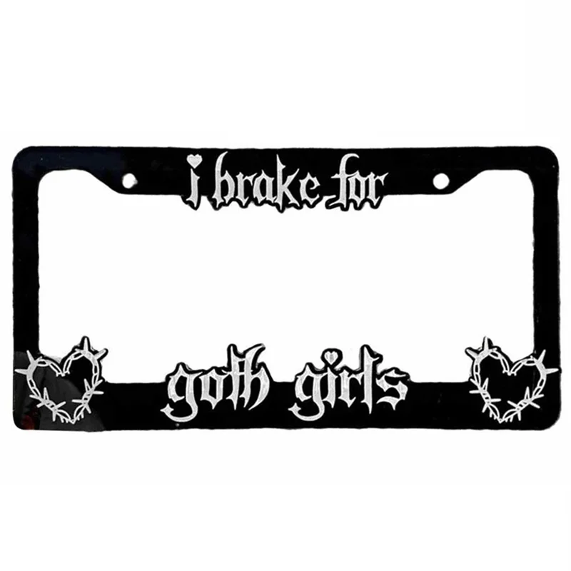 AEA9-Black License Plate Frame Decorative License Brake For Goth Girls Auto Plate Frame Portable For Car Lover Easy To Use