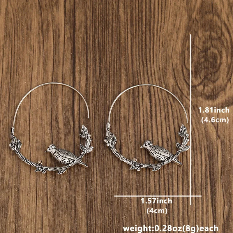 Punk Crow Animal Hoop Earrings for Men and Women Fashion Hip Hop Biker Metal Earrings Vintage Fashion Rock Jewelry