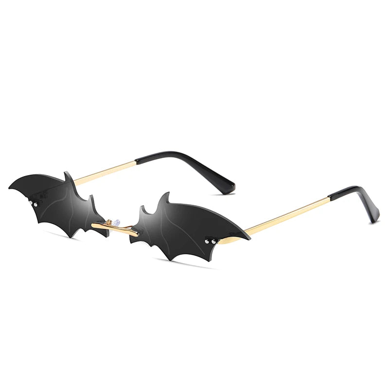 Small Cat Eye Sunglasses Women Luxury Brand New Rimless Punk Sun Glasses Bat Shape Unique Eyeglasses Men UV400