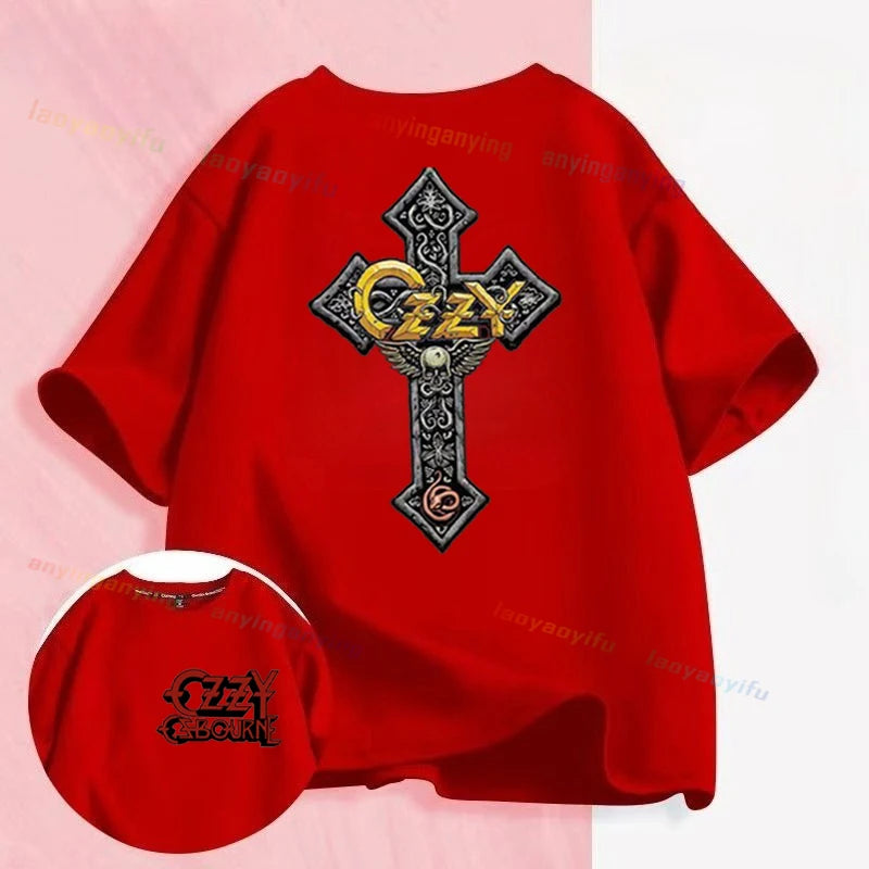 Funny Rock Band-Ozzy-Osbourne- T Shirt Hip Hop Streetwear Casual Graphic Printed Cotton Tee Short-sleeve Men Women Harajuku Tees